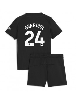 Manchester City Josko Gvardiol #24 Auswärts Trikotsatz für Kinder 2025-26 Kurzarm (+ Kurze Hosen)